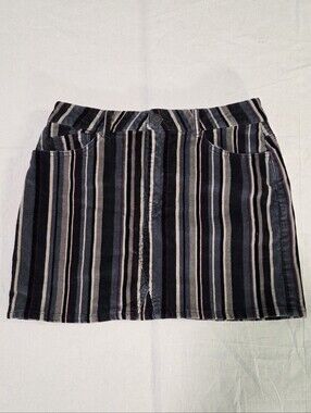 Y2K Jolt Striped Corduroy Mini Skirt - Size 7 / 28w